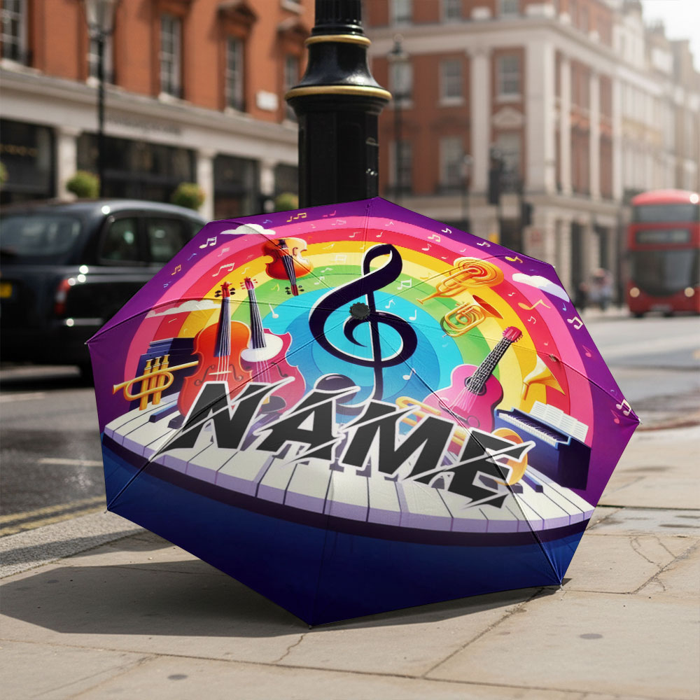 Musical Instrument And Names - Paraguas personalizado con nombre, paraguas con