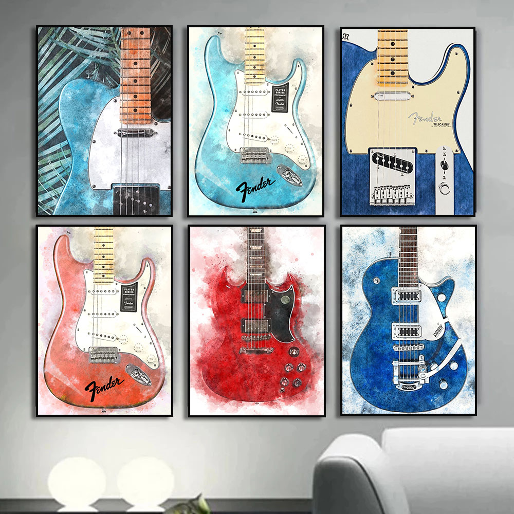 Pinturas de lienzo de guitarra - Picture Of Musical Instrument reseña y precio